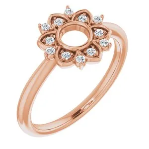 14K Rose 1/10 CTW Diamond Starburst Ring