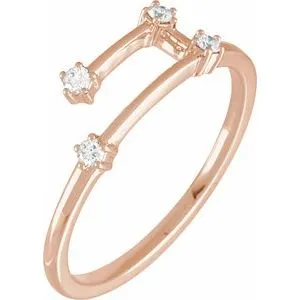 14K Rose 1/10 CTW Natural Diamond Aries Constellation Ring