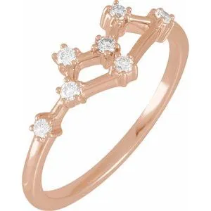14K Rose 1/6 CTW Natural Diamond Gemini Constellation Ring