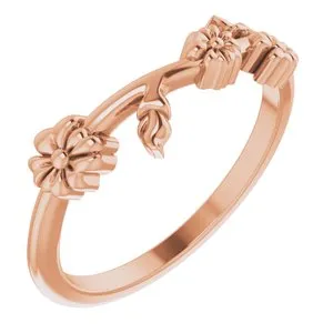 14K Rose Floral Stackable Ring