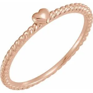 14K Rose Heart Rope Ring