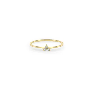14k Tiny Prong Diamond Trio Ring
