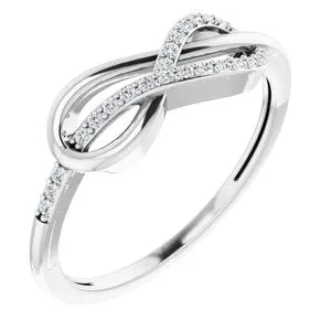 14K White 1/10 CTW Diamond Infinity-Inspired Knot Ring