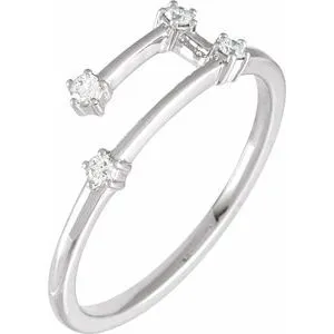 14K White 1/10 CTW Natural Diamond Aries Constellation Ring