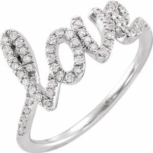 14K White 1/4 CTW Diamond Love Ring