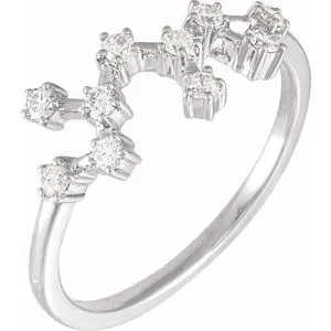 14K White 1/4 CTW Natural Diamond Sagittarius Constellation Ring