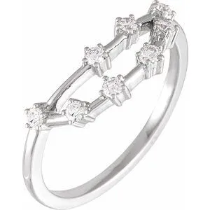 14K White 1/5 CTW Natural Diamond Capricorn Constellation Ring