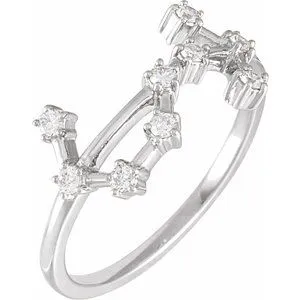 14K White 1/5 CTW Natural Diamond Scorpio Constellation Ring