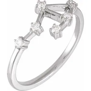 14K White 1/6 CTW Natural Diamond Libra Constellation Ring