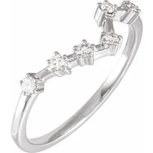 14K White 1/6 CTW Natural Diamond Pisces Constellation Ring