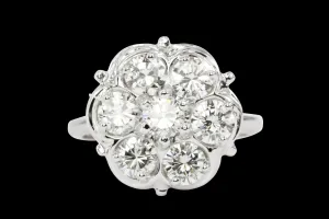 14K White Gold 1.5 CTW Diamond Flower Cluster Ring