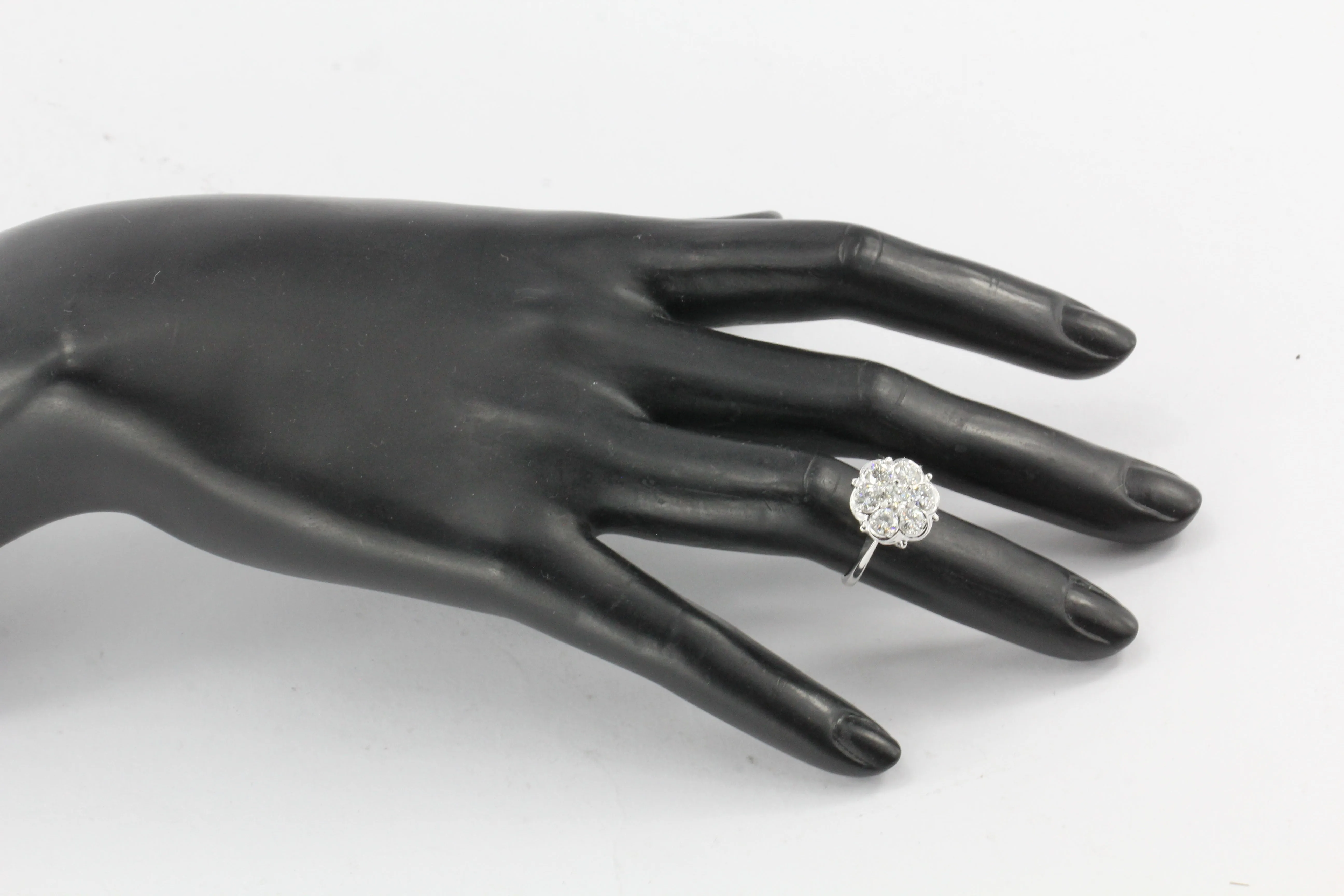 14K White Gold 1.5 CTW Diamond Flower Cluster Ring