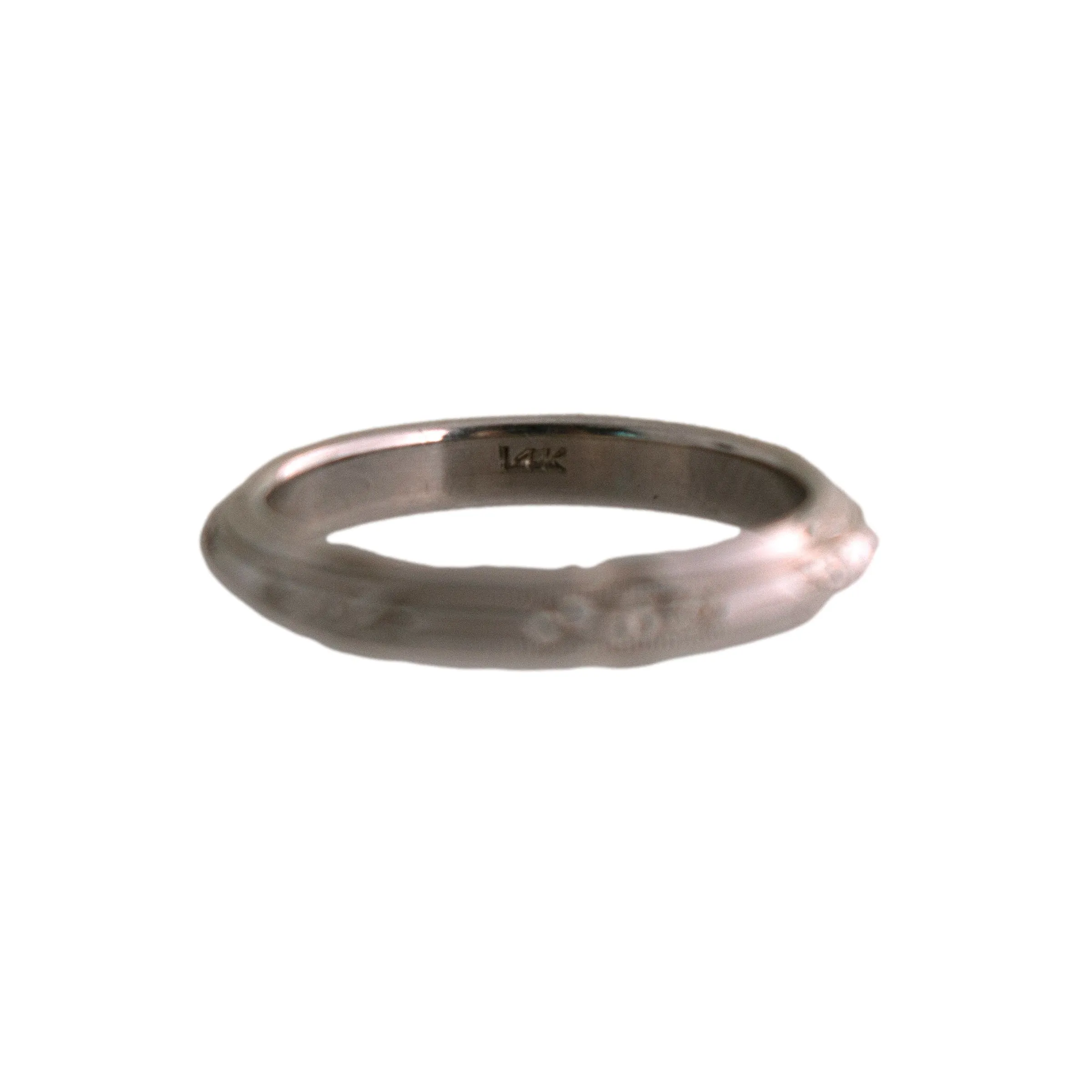 14K White Gold Etched Wedding Band