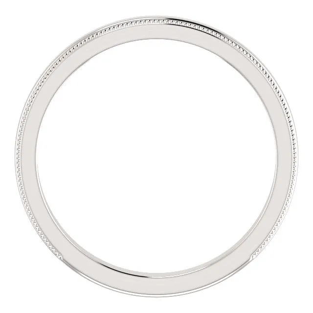 14k White Gold Milgrain Edge 2.4m Wide Band
