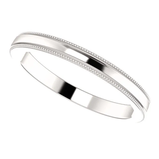 14k White Gold Milgrain Edge 2.4m Wide Band