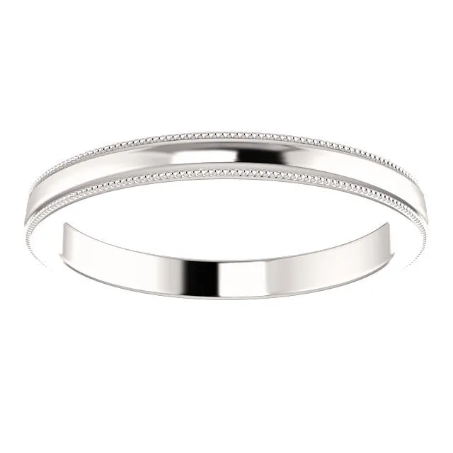 14k White Gold Milgrain Edge 2.4m Wide Band