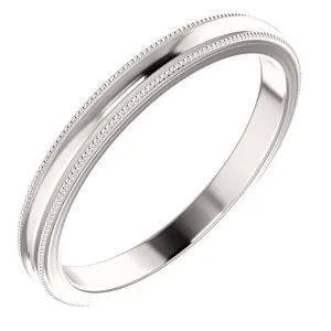 14k White Gold Milgrain Edge 2.4m Wide Band