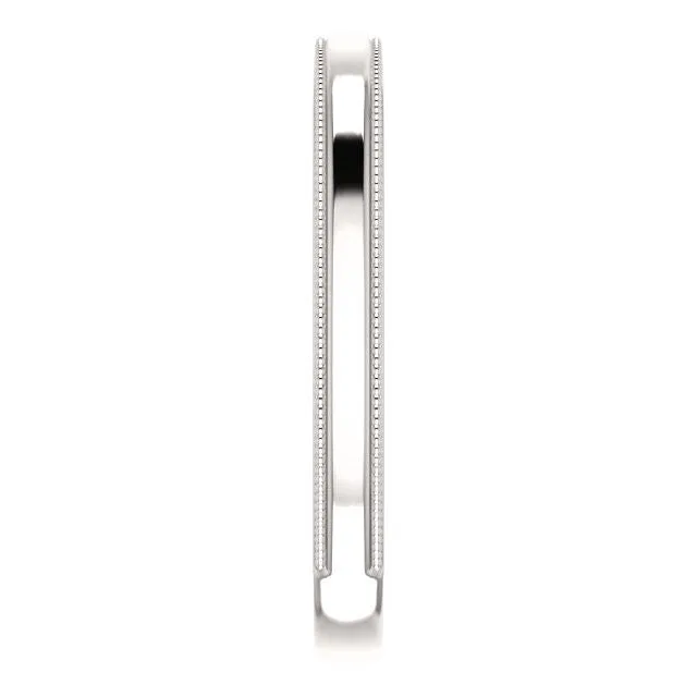 14k White Gold Milgrain Edge 2.4m Wide Band