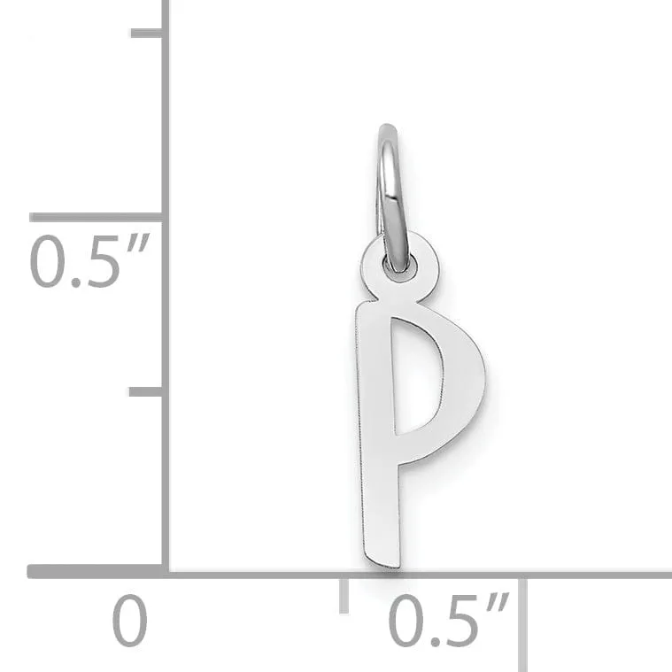 14k White Gold Small Slanted Block Letter P Initial Pendant