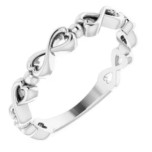 14K White Infinity-Inspired Heart Ring