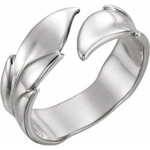 14K White Leaf Ring