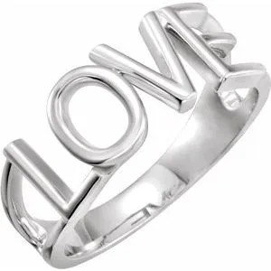 14K White Love Ring