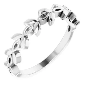 14K White Stackable Marquise Design Ring