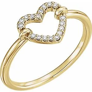 14K Yellow .07 CTW Diamond Heart Ring