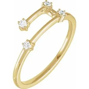 14K Yellow 1/10 CTW Natural Diamond Aries Constellation Ring