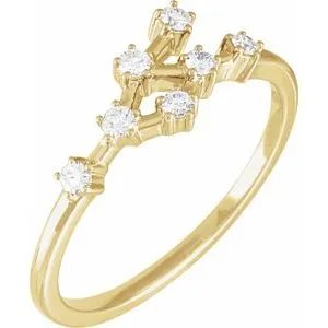14K Yellow 1/5 CTW Natural Diamond Cancer Constellation Ring