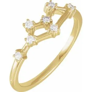 14K Yellow 1/6 CTW Natural Diamond Gemini Constellation Ring