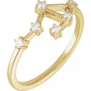 14K Yellow 1/6 CTW Natural Diamond Libra Constellation Ring