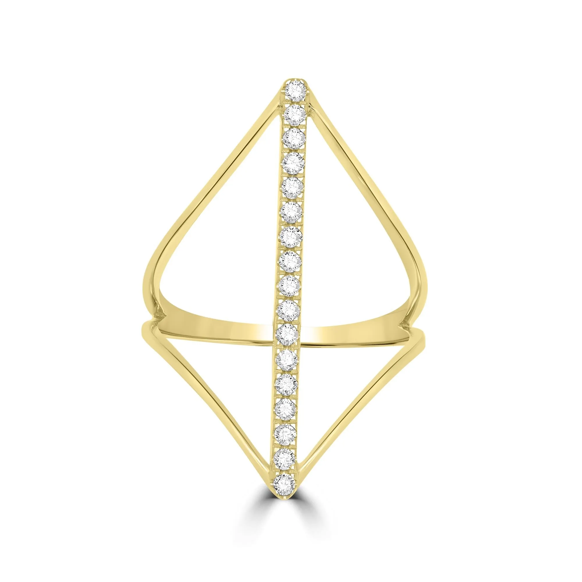 14K Yellow Gold Diamond Wave Ring