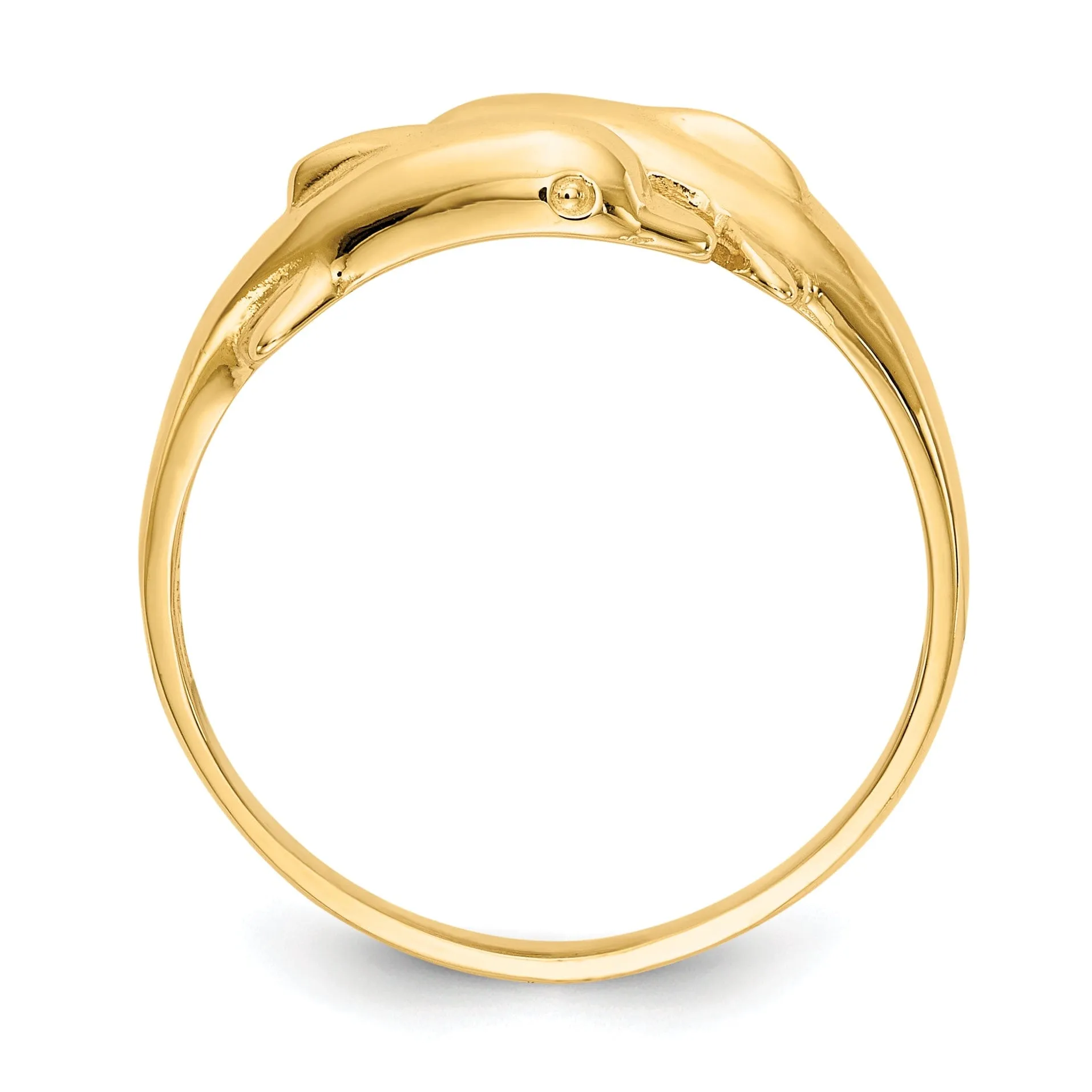 14k Yellow Gold Double Dolphin Ring
