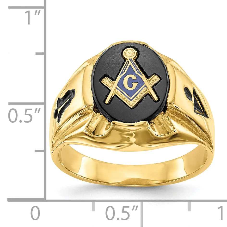 14k Yellow Gold Men's Masonic Ring
