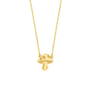 14K Yellow Gold Mushroom Pendant