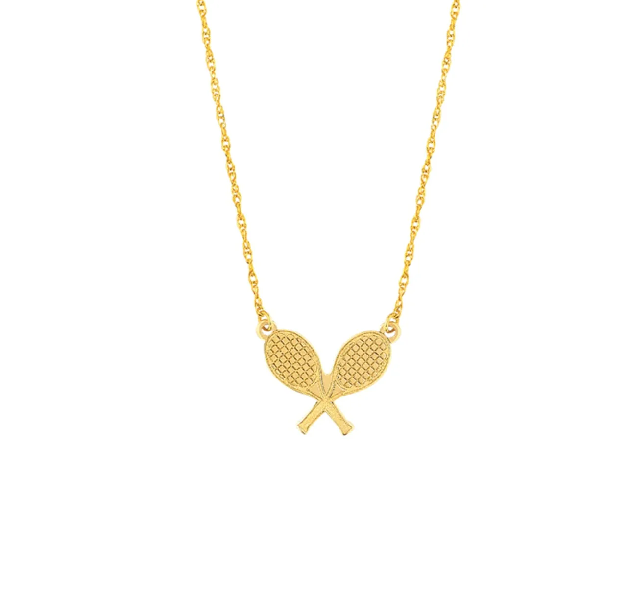 14K Yellow Gold Tennis Rackets Necklace