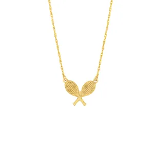 14K Yellow Gold Tennis Rackets Necklace