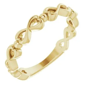14K Yellow Infinity-Inspired Heart Ring
