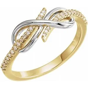14K Yellow/White 1/10 CTW Diamond Infinity-Inspired Ring