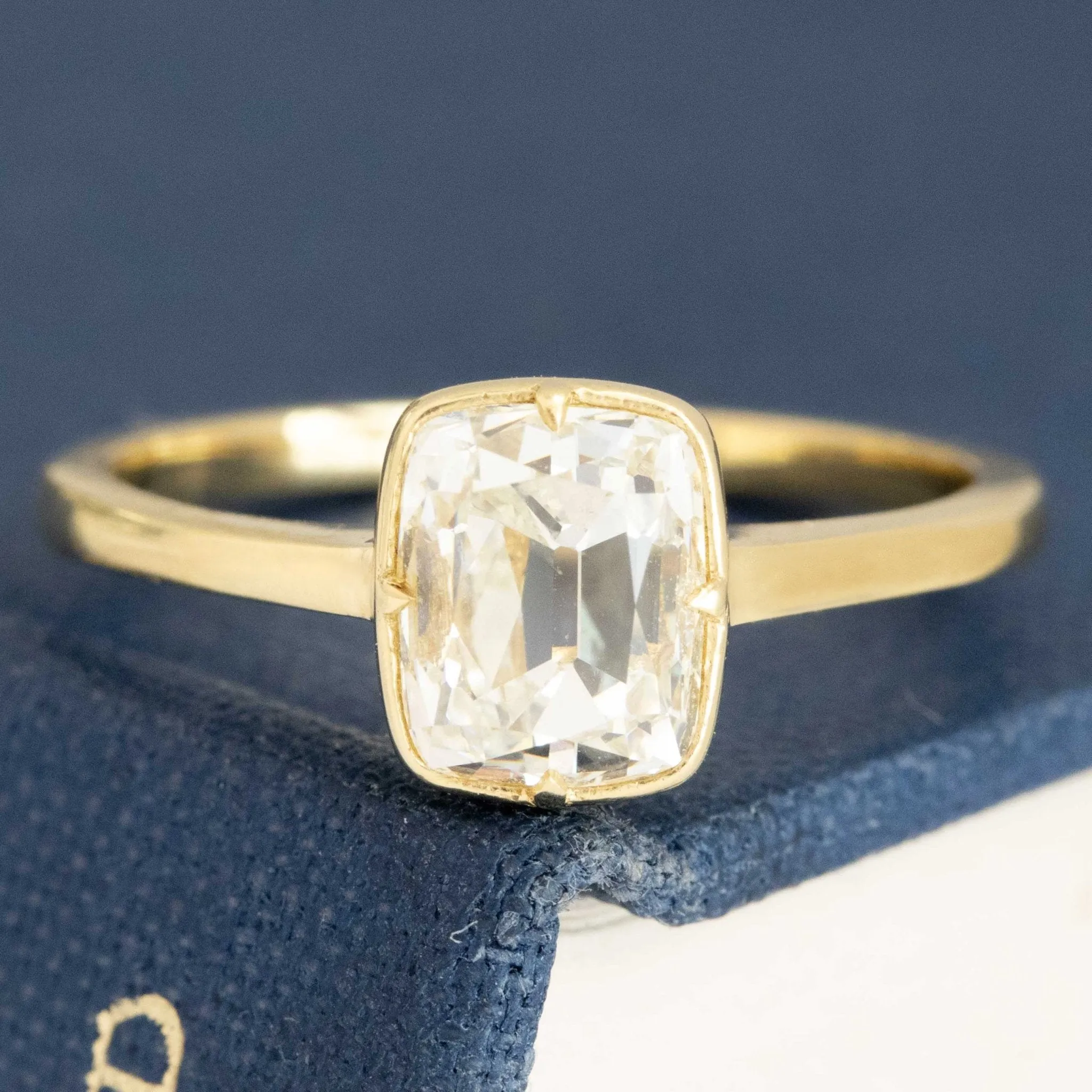 1.54ct Cushion Cut Diamond Bezel Solitaire, GIA