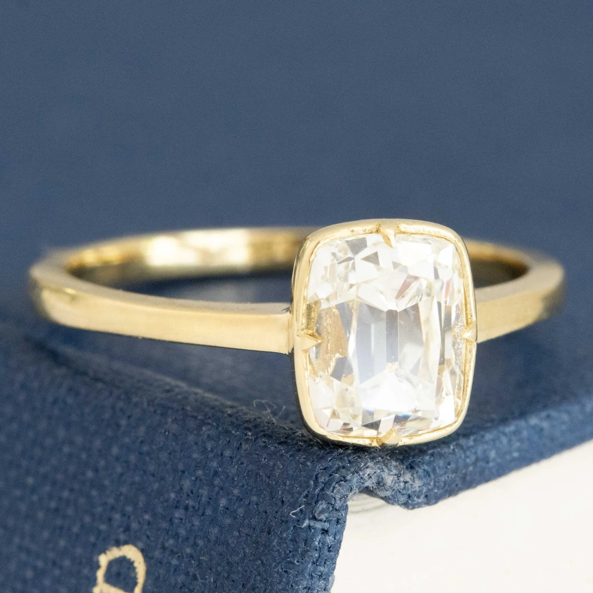 1.54ct Cushion Cut Diamond Bezel Solitaire, GIA