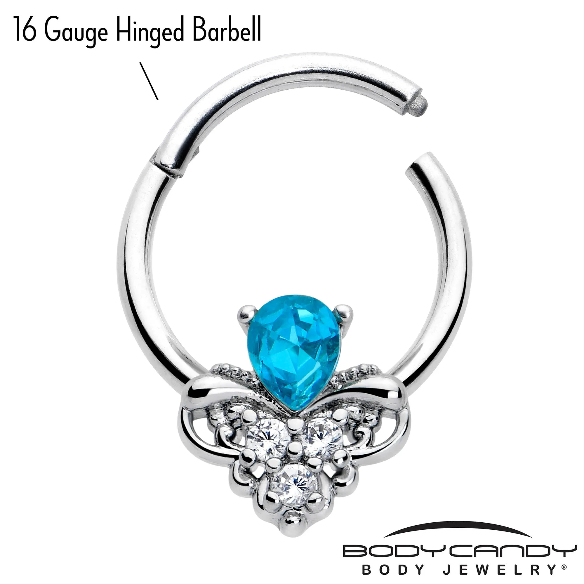 16 Gauge 3/8 Blue Gem Style Simplicity Hinged Segment Ring