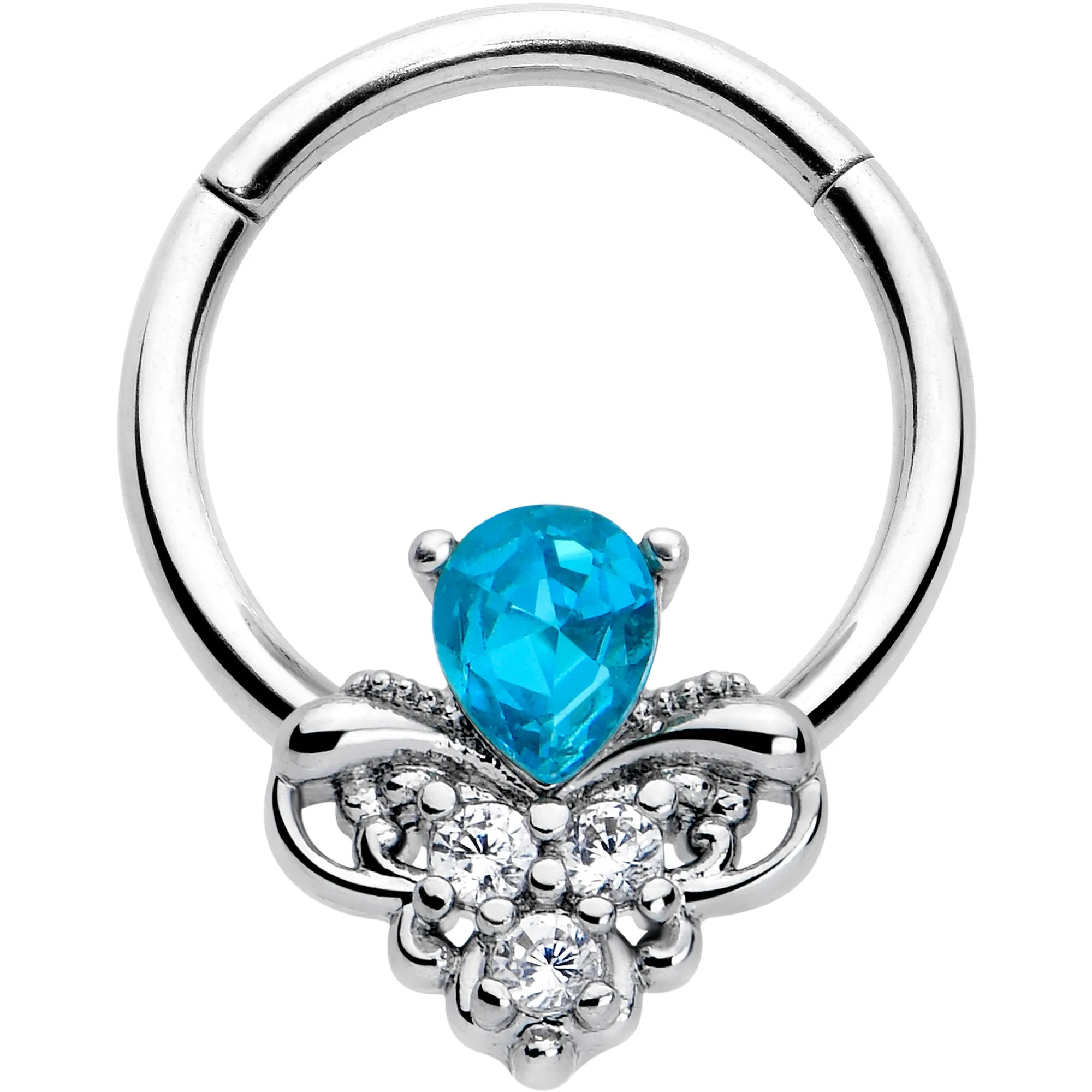 16 Gauge 3/8 Blue Gem Style Simplicity Hinged Segment Ring