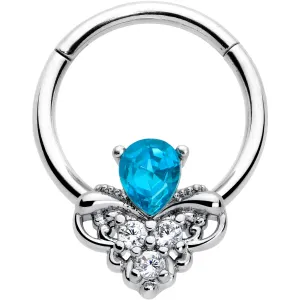 16 Gauge 3/8 Blue Gem Style Simplicity Hinged Segment Ring
