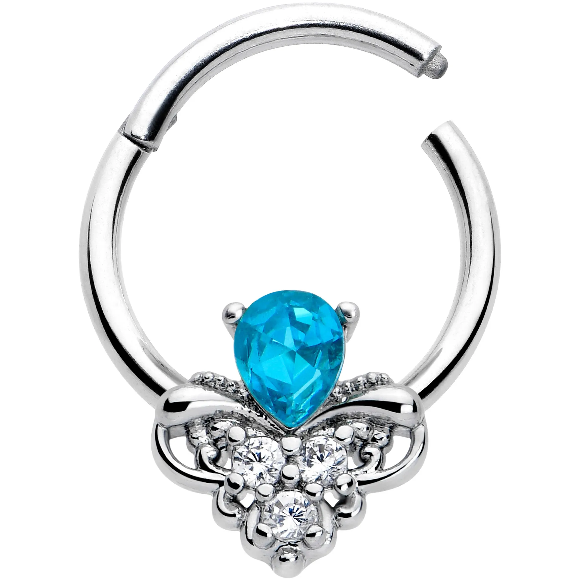 16 Gauge 3/8 Blue Gem Style Simplicity Hinged Segment Ring