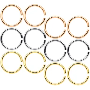 18 Gauge 5/16 Gold Tone Rose Gold Tone Anodized Seamless Circular Ring Set of 12