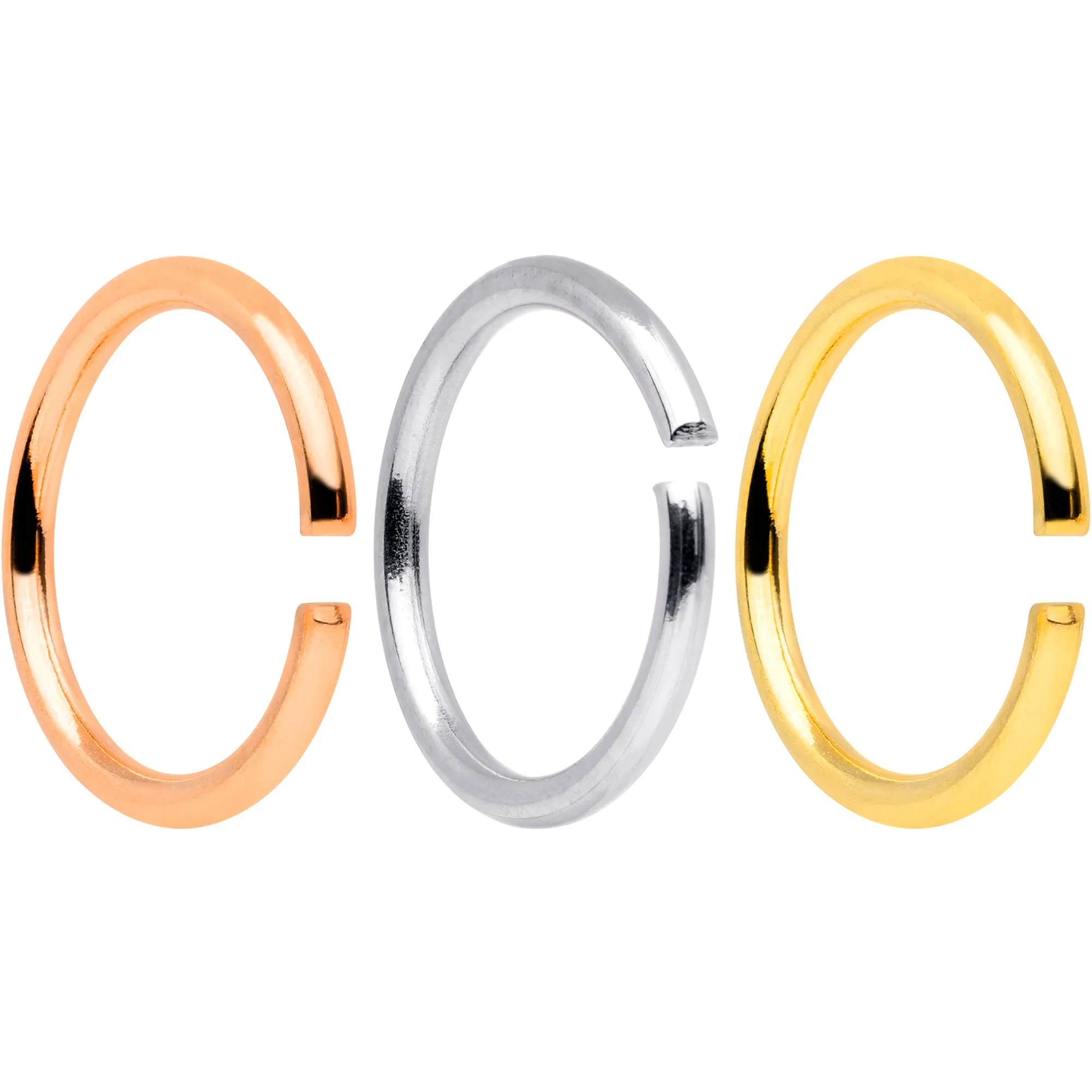 18 Gauge 5/16 Gold Tone Rose Gold Tone Anodized Seamless Circular Ring Set of 12