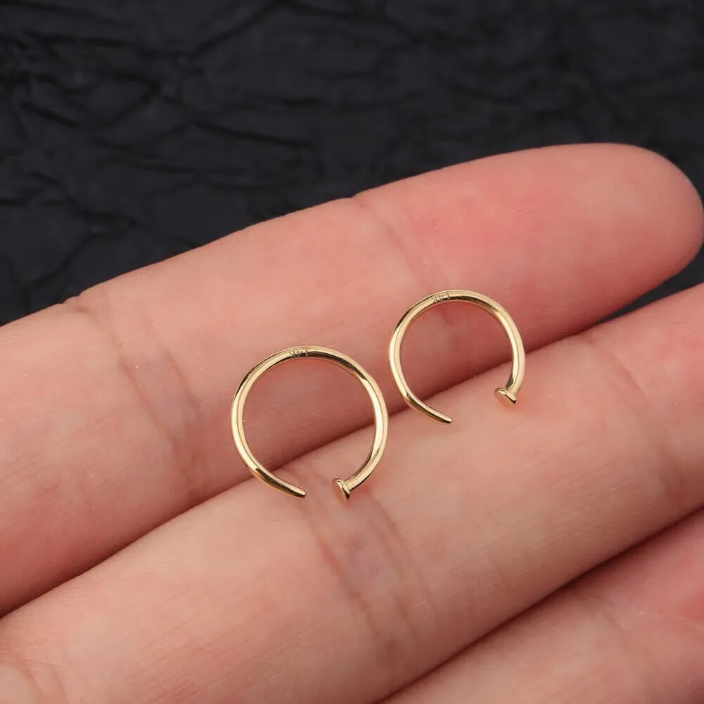 18G Half Hoop Nose Ring 14K Solid Gold Nose Ring