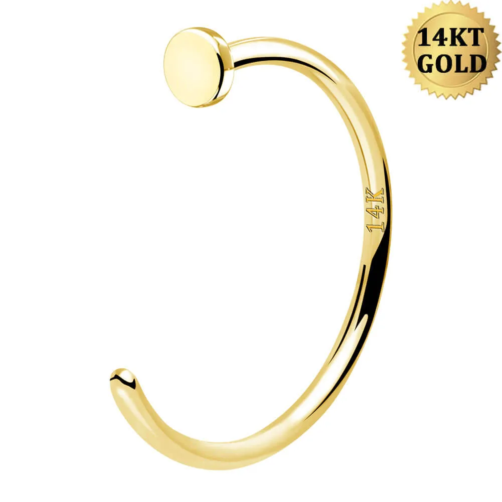 18G Half Hoop Nose Ring 14K Solid Gold Nose Ring